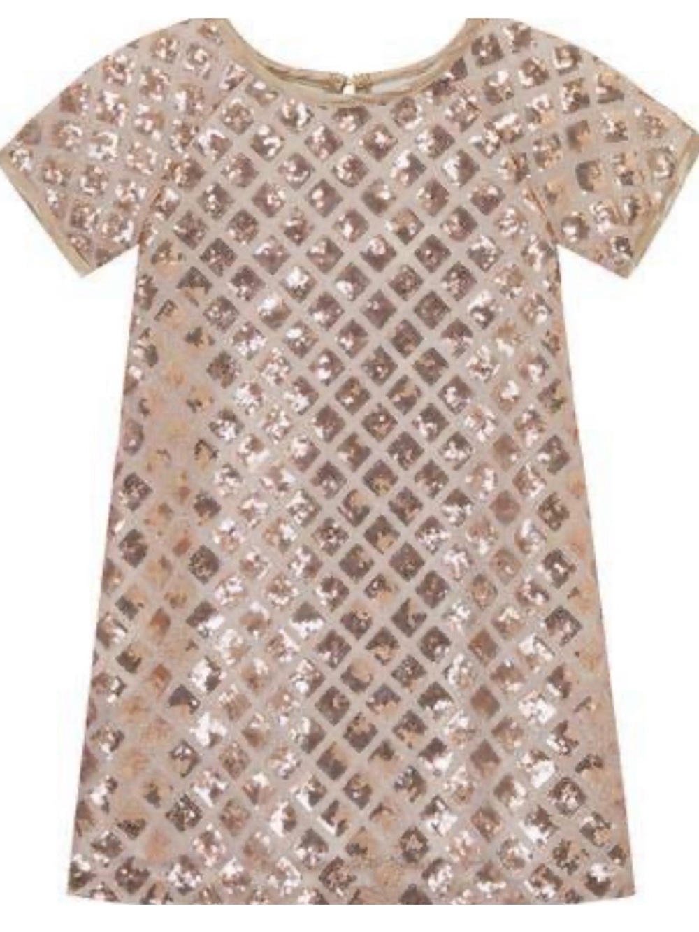 💗 Peek Rose Pink Diamond Sequin Glitter Short Sleeve Dress